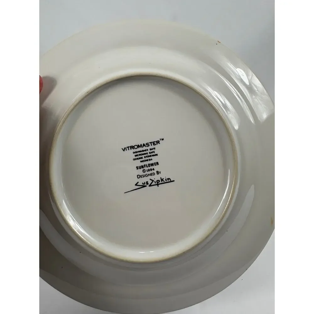 Vitromaster Sunflower Salad Plate Set of 6 1994 Sue Zipkin